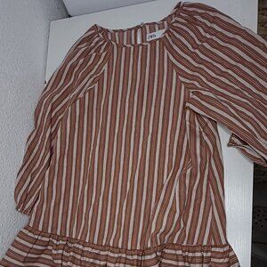 Zara Girls‎ Striped Peplum Long Sleeve Top